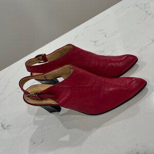 Vintage Dick Boons Fuchsia Leather Slingback hills made in Italy Size 38.5 or 8